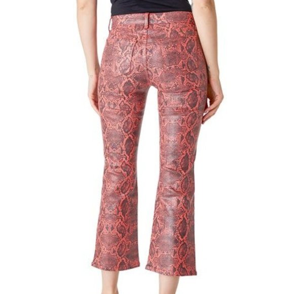 J Brand Selena Snakeskin Print Crop Bootcut Jeans Coated Kalani Boa - Picture 2 of 7